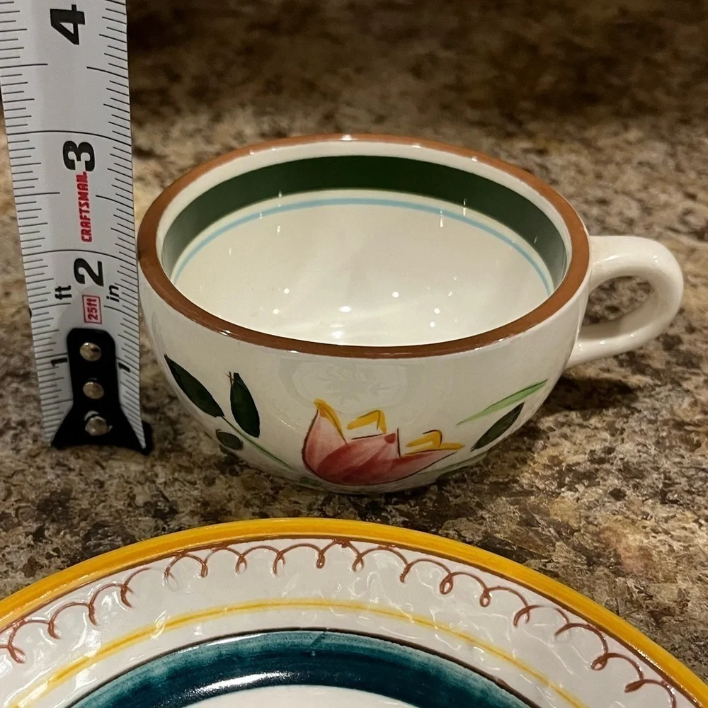 Stangl Pottery Tea Cups & Small Plates Made in USA Country Garden Flower Pattern